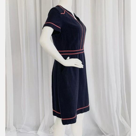 Boden Tilda Navy Pink Shift Textured Career Dress Sz 8 - Picture 7 of 7